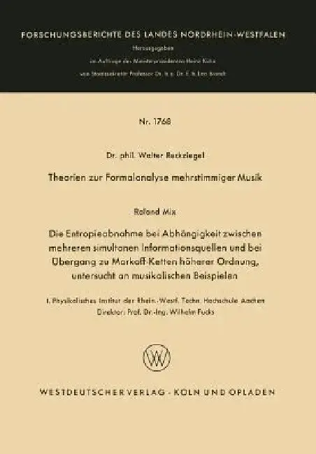 Cover of Theorien Zur Formalanalyse Mehrstimmiger Musik