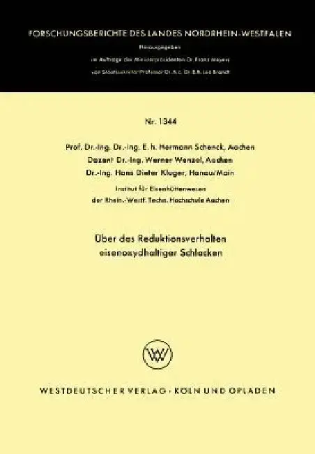 Cover of Über Das Reduktionsverhalten Eisenoxydhaltiger Schlacken