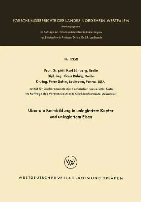 Cover of Über Die Keimbildung in Unlegiertem Kupfer Und Unlegiertem Eisen