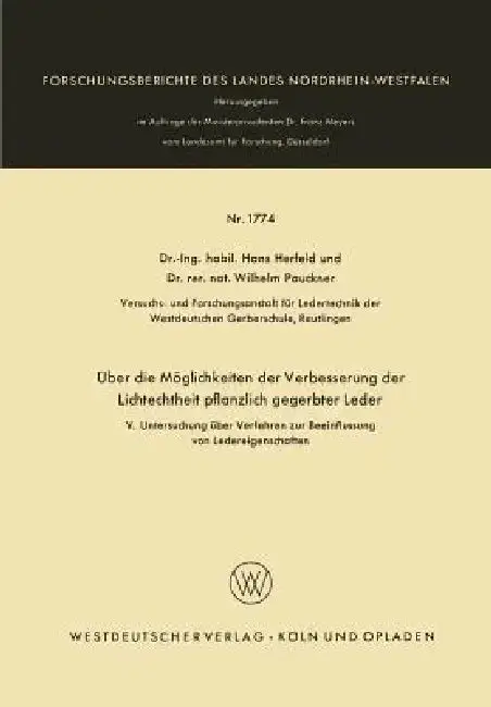 Cover of Über Die Möglichkeiten Der Verbesserung Der Lichtechtheit Pflanzlich Gegerbter Leder