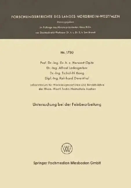 Cover of Untersuchung Bei Der Feinbearbeitung