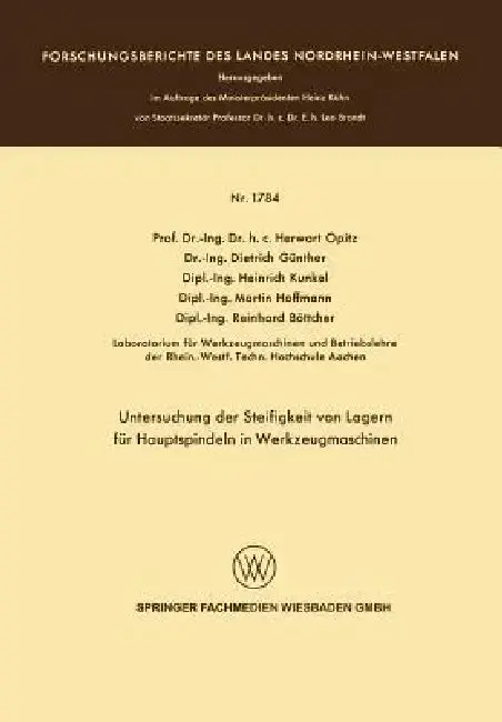 Cover of Untersuchung Der Steifigkeit Von Lagern Für Hauptspindeln in Werkzeugmaschinen