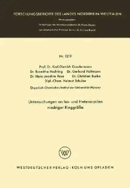 Cover of Untersuchungen an Iso- Und Heterocyclen Niedriger Ringgröße