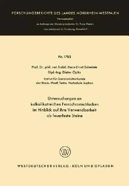 Cover of Untersuchungen an Kalksilikatreichen Ferrochromschlacken