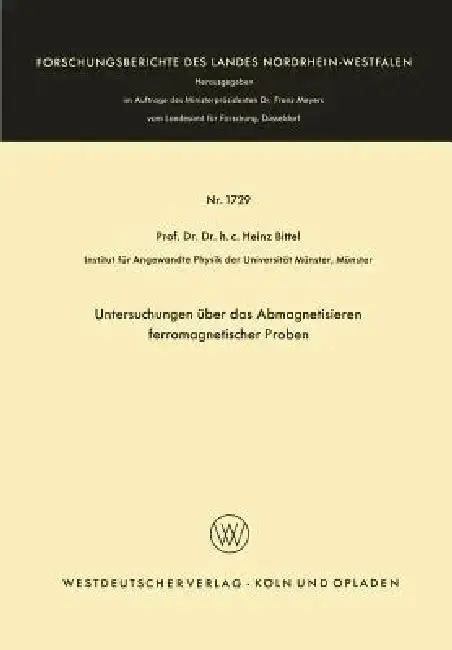 Cover of Untersuchungen Über Das Abmagnetisieren Ferromagnetischer Proben