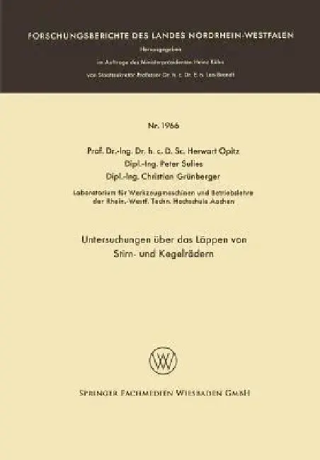 Cover of Untersuchungen Über Das Läppen Von Stirn- Und Kegelrädern