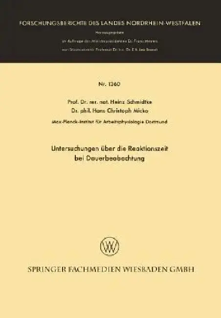 Cover of Untersuchungen Über Die Reaktionszeit Bei Dauerbeobachtung