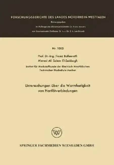 Cover of Untersuchungen Über Die Warmfestigkeit Von Hartlötverbindungen
