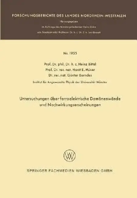 Cover of Untersuchungen Über Ferroelektrische Domänenwände Und Nachwirkungserscheinungen