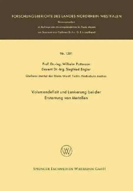 Cover of Volumendefizit Und Lunkerung Bei Der Erstarrung Von Metallen