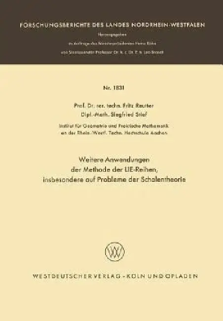 Cover of Weitere Anwendungen Der Methode Der Lie-Reihen
