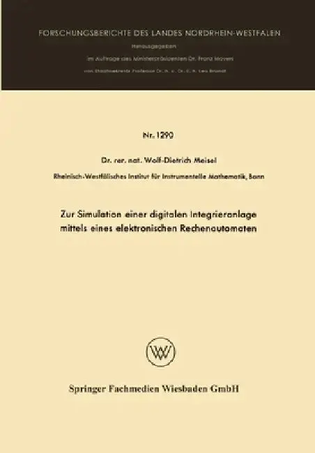 Cover of Zur Simulation einer digitalen Integrieranlage mittels eines elektronischen Rechenautomaten