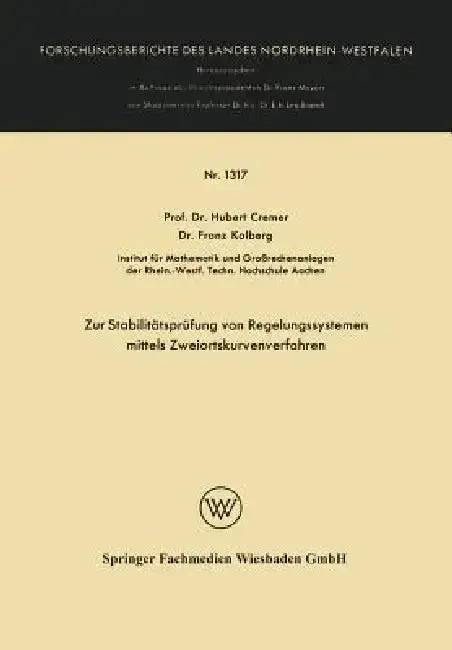 Cover of Zur Stabilitätsprüfung Von Regelungssystemen Mittels Zweiortskurvenverfahren