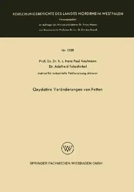 Cover of Oxydative Veränderungen Von Fetten