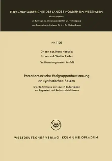 Cover of Potentiometrische Endgruppenbestimmung an synthetischen Fasern