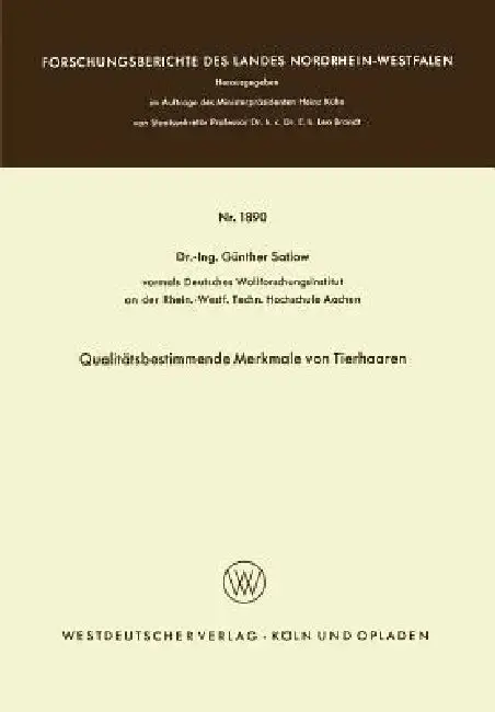 Cover of Qualitätsbestimmende Merkmale Von Tierhaaren