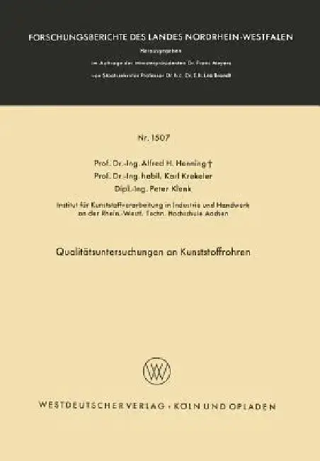 Cover of Qualitätsuntersuchungen an Kunststoffrohren
