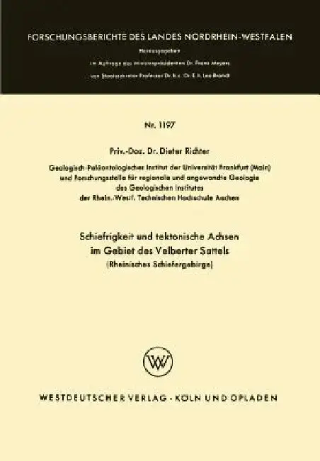 Cover of Schiefrigkeit Und Tektonische Achsen Im Gebiet Des Velberter Sattels (Rheinisches Schiefergebirge)