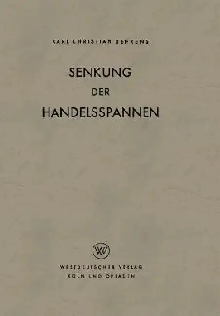 Cover of Senkung Der Handelsspannen