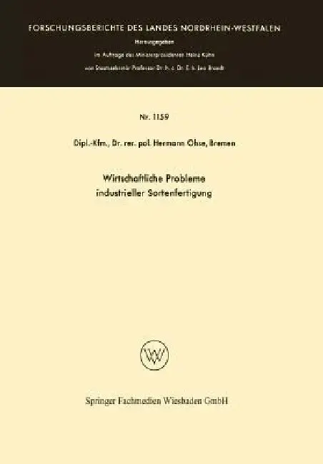 Cover of Wirtschaftliche Probleme Industrieller Sortenfertigung