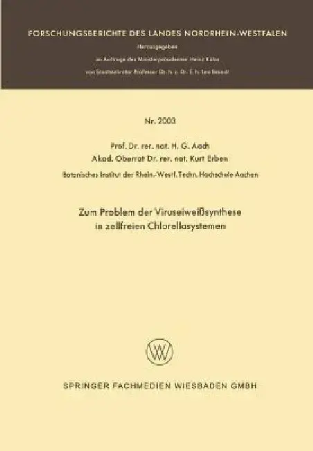 Cover of Zum Problem Der Viruseiweißsynthese in Zellfreien Chlorellasystemen