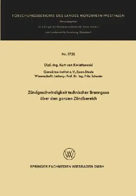 Cover of Zündgeschwindigkeit Technischer Brenngase Über Den Ganzen Zündbereich