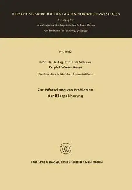 Cover of Zur Erforschung Von Problemen Der Bildspeicherung