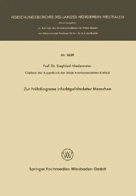 Cover of Zur Frühdiagnose Infarktgefährdeter Menschen