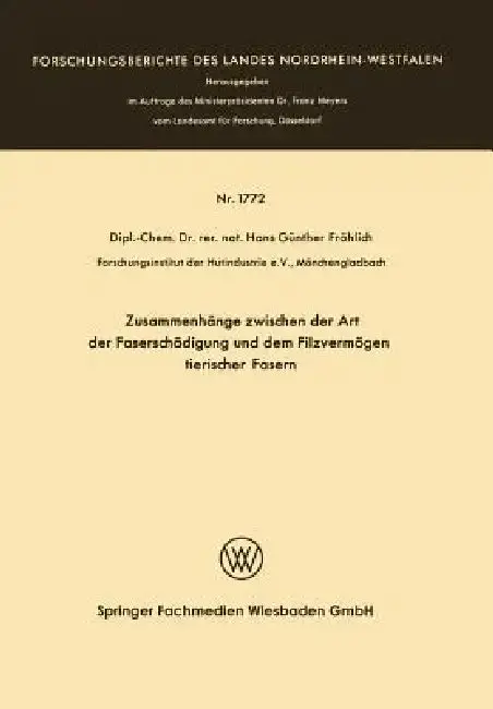 Cover of Zusammenhänge Zwischen Der Art Der Faserschädigung Und Dem Filzvermögen Tierischer Fasern
