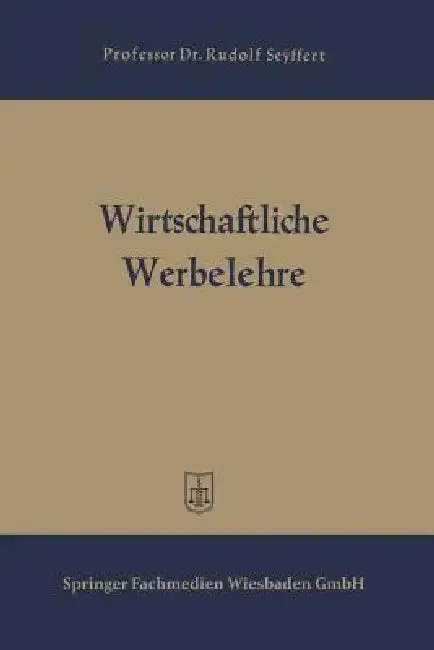 Cover of Wirtschaftliche Werbelehre