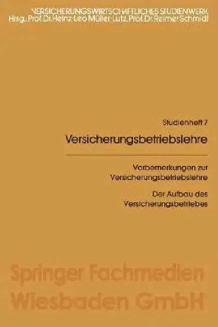 Cover of Vorbemerkungen Zur Versicherungsbetriebslehre