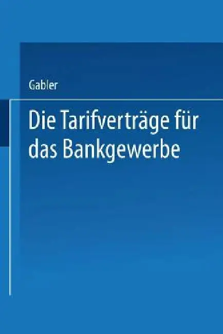 Cover of Die Tarifverträge Für Das Bankgewerbe
