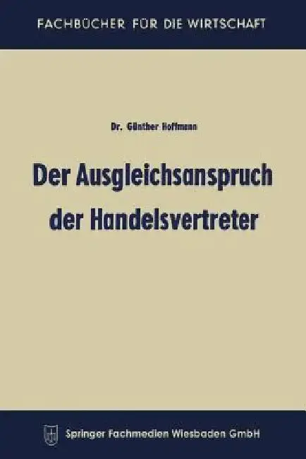 Cover of Der Ausgleichsanspruch Der Handelsvertreter