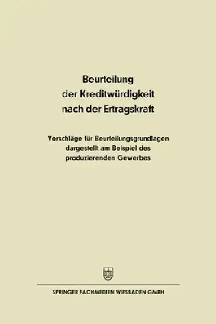 Cover of Beurteilung der Kreditwürdigkeit nach der Ertragskraft