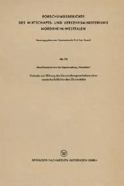 Cover of Versuche Zur Klärung Des Umwandlungsverhaltens Eines Sonderkarbidbildenden Chromstahls