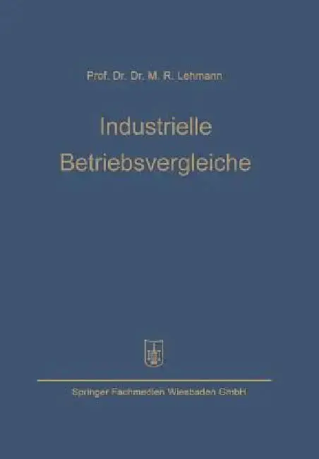 Cover of Industrielle Betriebsvergleiche