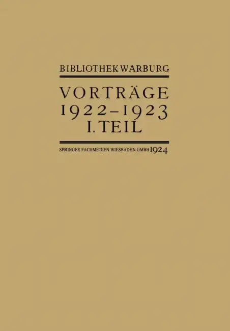 Cover of Vorträge Der Bibliothek Warburg