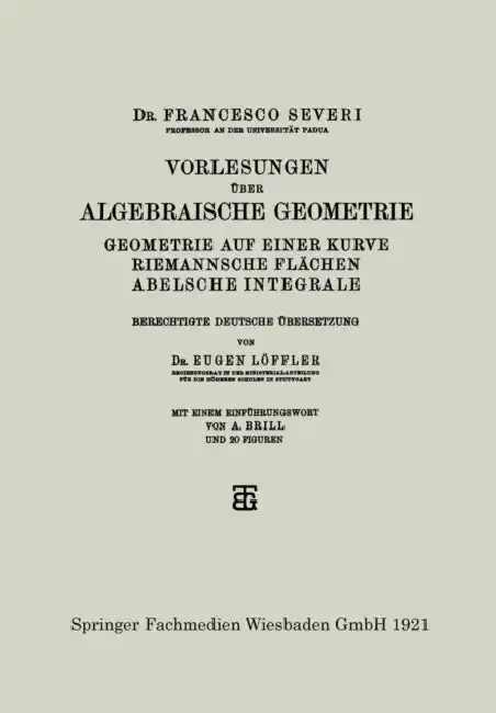 Cover of Vorlesungen Über Algebraische Geometrie