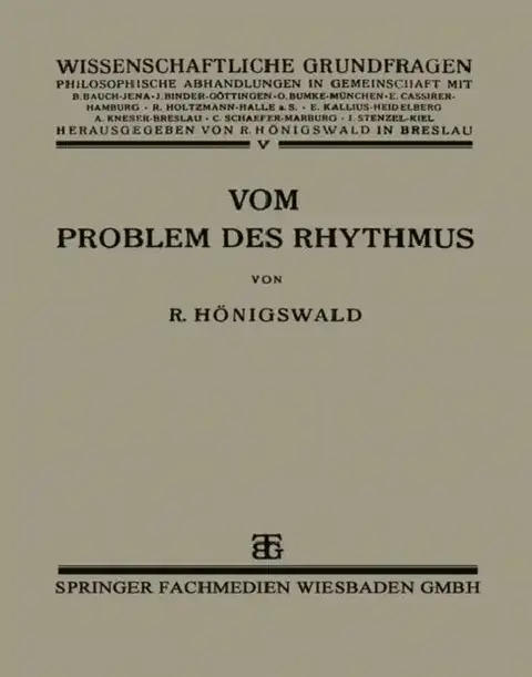 Cover of Vom Problem Des Rhythmus