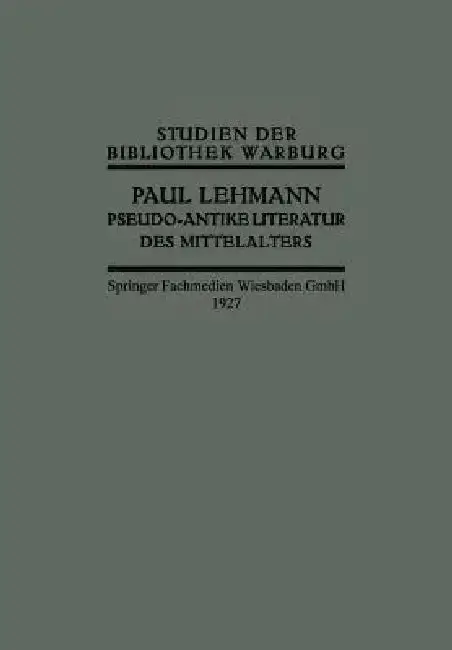 Cover of Pseudo-Antike Literatur Des Mittelalters