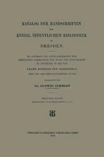 Cover of Katalog Der Handschriften Der Königl. Öffentlichen Bibliothek Zu Dresden