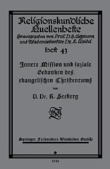Cover of Innere Mission Und Soziale Gedanken Des Evangelischen Christentums