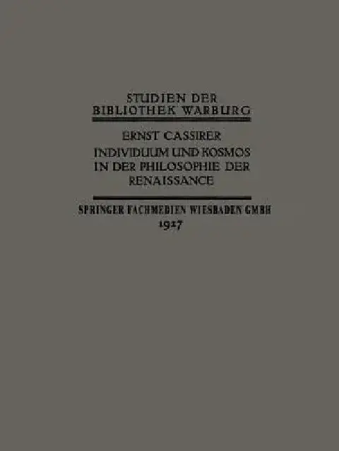 Cover of Individuum Und Kosmos in Der Philosophie Der Renaissance