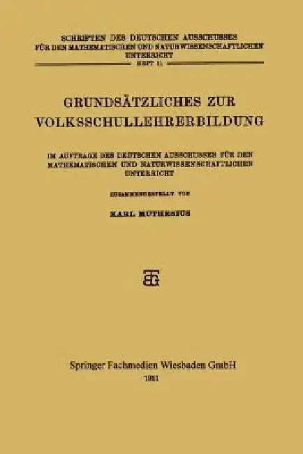 Cover of Grundsätzliches Zur Volksschullehrerbildung