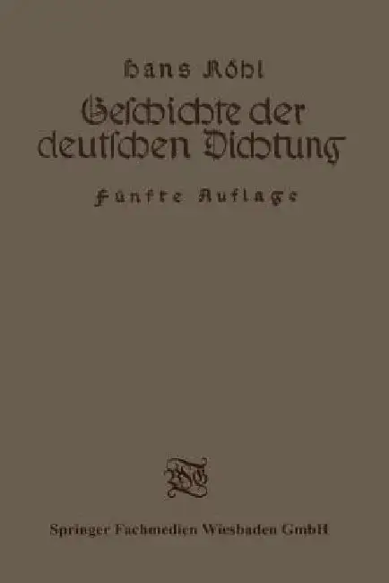 Cover of Geschichte Der Deutschen Dichtung