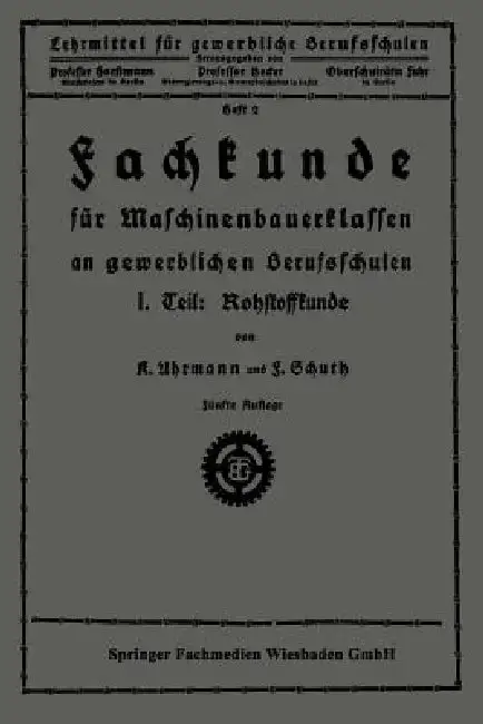 Cover of Fachkunde Für Maschinenbauerklassen an Gewerblichen Berufsschulen
