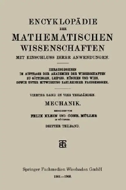 Cover of Encyklopädie Der Mathematischen Wissenschaften Mit Einschluss Ihrer Anwendungen