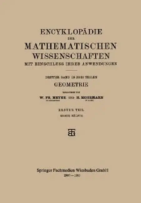 Cover of Encyklopädie Der Mathematischen Wissenschaften Mit Einschluss Ihrer Anwendungen