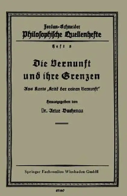 Cover of Die Vernunft Und Ihre Grenzen