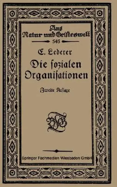 Cover of Die Sozialen Organisationen